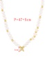 Fashion Z Copper Pearl Beaded 26 Letter Shell Pentagram Necklace