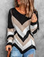 Fashion Yellow Polyester Colorblock Knit Sweater