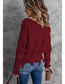 Fashion Khaki Polyester Knit V-neck Fringed Sweater
