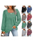 Fashion Green Square Neck Puff Sleeve Long Sleeve Top