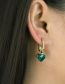 Fashion Black Crystal Geometric Heart Crystal Hoop Earrings