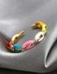 Fashion Mixed Color Brass Diamond Pig Nose Oil Drip Open Ring