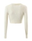 Fashion Creamy-white Blend Knit V-neck Crop Top