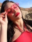 Fashion Red Rimless Heart Sunglasses