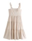 Fashion Apricot Sleeveless Lace-up Cardigan Sling Cake Dress