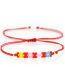 Fashion Red Geometric Beaded Beaded Braided Floral Bracelet