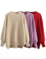 Fashion Red Acrylic Knit Crew Neck Sweater