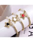 Fashion White Brass Gold Plated Beaded Diamond Drip Oil Pentagram Bracelet