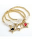 Fashion White Brass Gold Plated Beaded Diamond Drip Oil Pentagram Bracelet