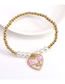 Fashion Pink Gold Plated Brass Beaded Diamond Drip Oil Heart Bracelet