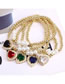 Fashion Navy Blue Gold Plated Copper Beaded Heart Bracelet