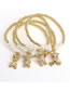 Fashion 7# Brass Gold Plated Beaded Diamond Bear Bracelet