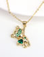 Fashion Green Brass Gold Plated Beaded Diamond Heart Bear Bracelet
