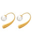 Fashion Gold Titanium Steel Gold Plated Pearl Drop Earrings