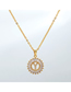 Fashion W Bronze Zirconium 26 Letter Round Necklace