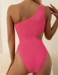 Fashion Western Red Crinkle Cutout One-shoulder Swimsuit