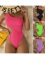 Fashion Rose Red West Red Color Matching Crinkle Cutout One-shoulder Swimsuit