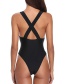 Fashion Black V-neck Cutout Mesh One-piece Swimsuit