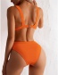 Fashion Orange Polyester V-neck High Waist Split Swimsuit