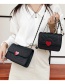 Fashion Black Large Pu Embroidered Thread Heart Flap Crossbody Bag