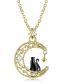 Fashion Pnc0044 Sterling Silver Diamond Moon Black Cat Jewelry Accessories