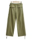 Fashion Army Green Solid Color Three-dimensional Drawstring Straight Trousers