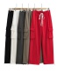 Fashion Khaki Solid Color Three-dimensional Pocket Lace-up Straight Sweatpants