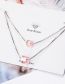 Fashion Water Pink Square Aurora Sugar Cube Double Layer Necklace