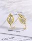 Fashion White Gold Copper Diamond Leaf Stud Earrings