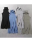 Fashion Light Grey Solid Color Sleeveless Turtleneck Dress