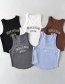 Fashion Sky Blue Letter Embroidered Sleeveless Tank Top