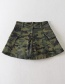 Fashion Army Green Geometric Pleated Pocket Skirt