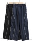 Fashion Navy Blue Color-block Covered Lace-up Straight-leg Trousers