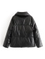 Fashion Beige Pu Leather Breasted Lapel Jacket