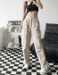 Fashion Beige Washed Multi-pocket Straight-leg Work Trousers