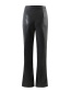 Fashion Black Pu Front V Straight Trousers