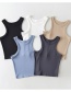 Fashion White Solid Color Crew Neck Sleeveless Tank Top