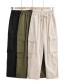 Fashion Army Green Cotton Multi-pocket Lace-up Straight-leg Trousers