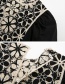 Fashion Black And White Crochet Panel Knit Top