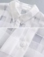 Fashion White Solid Organza Lapel Single Breasted Feather Cuff Shirt