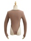 Fashion Apricot Mesh-paneled Long-sleeve Bodysuit