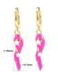 Fashion Pink Copper Drip Oil Pentagram Hoop Earrings