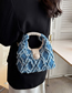 Fashion Blue Denim Frayed Large Capacity Crossbody Bag