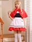 Fashion Red Polyester Colorblock Bud Dress Lace-up Blouse Set
