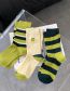 Fashion Green Black Stripes Cotton Striped Print Cotton Socks