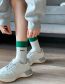 Fashion Green Contrast Letter Embroidered Socks