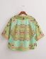 Fashion Green Polyester Print Knotted V-neck Shirt