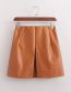 Fashion Orange Pu Micro Pleated Skirt