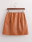Fashion Orange Pu Micro Pleated Skirt