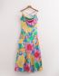 Fashion Pattern Satin Drop-neck Print Slip Dress